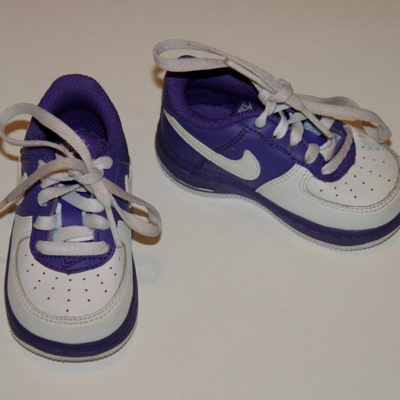 Nike Force 1 Purple White Leather High Tops 4T - Picture 1 of 5